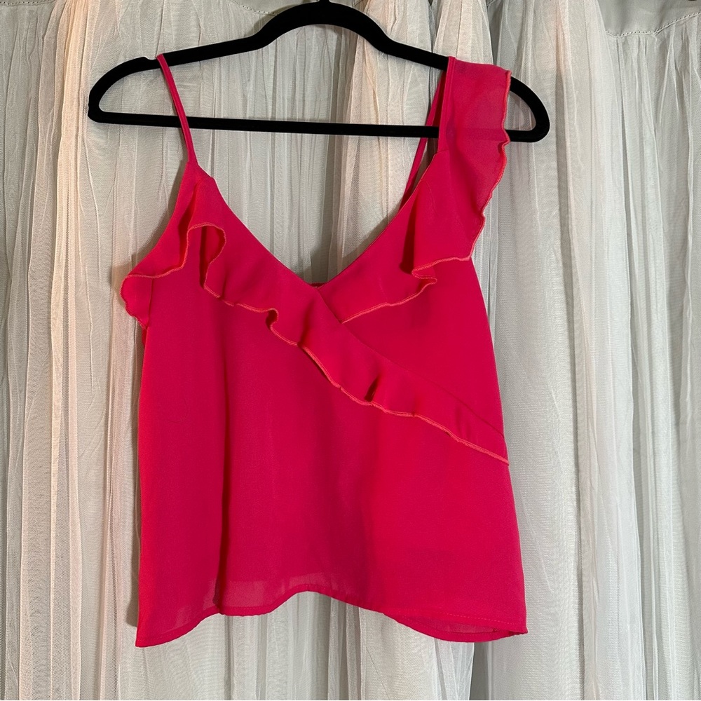 NWT Fantastic Fawn The Turquoise Pistol Bright Pink Ruffle Tank Blouse